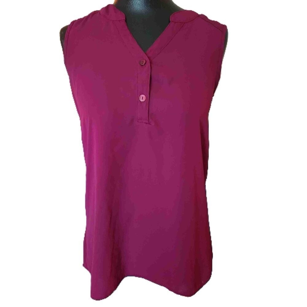 BCX Womens Burgundy Blouse Sleeveless Top Size Small